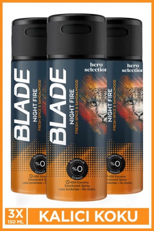 3 Adet Blade Hero Selection Serisi Night Fire Erkek Deodorant 150 Ml 3 Adet Blade Hero Selection Serisi Night Fire Erkek Deodorant 150 Ml