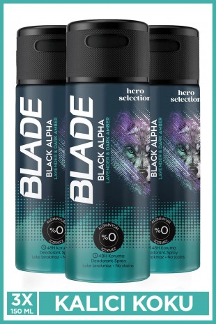 3 Adet Blade Hero Selection Serisi Black Alpha Erkek Deodorant 150 Ml 3 Adet Blade Hero Selection Serisi Black Alpha Erkek Deodorant 150 Ml