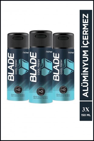 3 Adet Blade Cool Fresh Erkek Deodorant 150 Ml Hızlı Kurur Leke Bırakmaz 3 Adet Blade Cool Fresh Erkek Deodorant 150 Ml Hızlı Kurur Leke Bırakmaz
