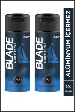 2 Adet Blade Marine Fresh Erkek Deodorant Sprey 150 ml 2 Adet Blade Marine Fresh Erkek Deodorant Sprey 150 ml