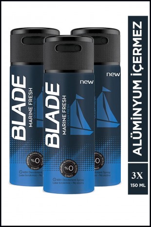 3 Adet Blade Marine Fresh Erkek Deodorant Sprey 150 ml