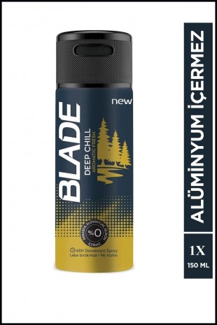 Blade Deep Chill Erkek Deodorant 150 Ml Hızlı Kurur, Leke Bırakmaz Blade Deep Chill Erkek Deodorant 150 Ml Hızlı Kurur, Leke Bırakmaz
