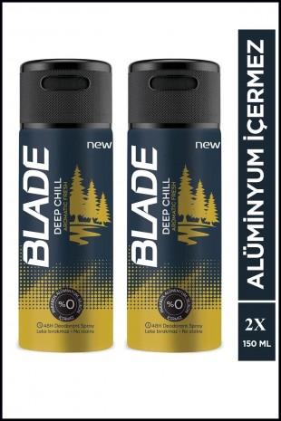 2 Adet Blade Deep Chill Erkek Deodorant 150 Ml Hızlı Kurur, Leke Bırakmaz 2 Adet Blade Deep Chill Erkek Deodorant 150 Ml Hızlı Kurur, Leke Bırakmaz