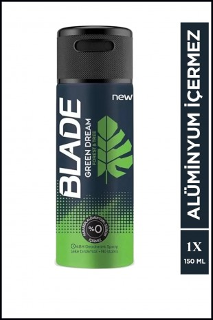 Blade Green Dream Erkek Deodorant 150 Ml Hızlı Kurur, Leke Bırakmaz Blade Green Dream Erkek Deodorant 150 Ml Hızlı Kurur, Leke Bırakmaz