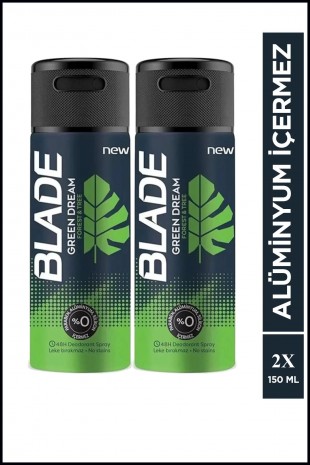 2 Adet Blade Green Dream Erkek Deodorant 150 Ml Hızlı Kurur, Leke Bırakmaz 2 Adet Blade Green Dream Erkek Deodorant 150 Ml Hızlı Kurur, Leke Bırakmaz