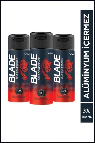 3 Adet Blade Self Confidence Erkek Deodorant 150 Ml Hızlı Kurur, Leke Bırakmaz 3 Adet Blade Self Confidence Erkek Deodorant 150 Ml Hızlı Kurur, Leke Bırakmaz