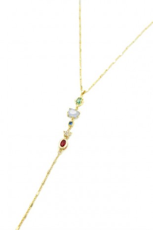 Taşlı Y Kolye - Altın Taşlı Y Kolye - Altın