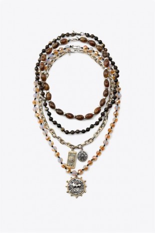 Boncuklu Para Kolye - ÇOK RENKLİ Boncuklu Para Kolye - ÇOK RENKLİ