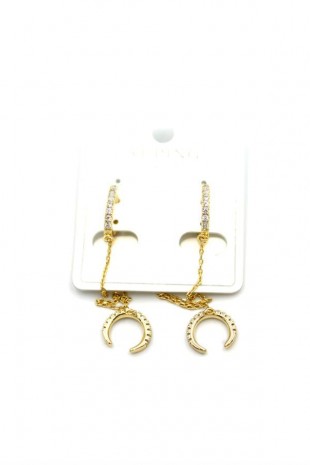 Zincirli Halka Küpe - Altın Zincirli Halka Küpe - Altın