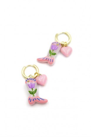 Çizme Küpe - Pembe Çizme Küpe - Pembe