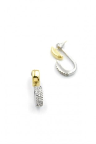 Taşlı Halka Küpe - Altın Taşlı Halka Küpe - Altın