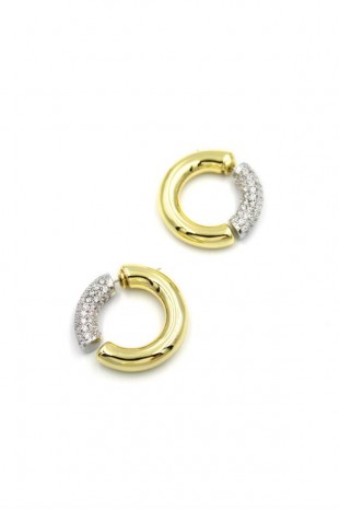 Taşlı Halka Küpe - Altın Taşlı Halka Küpe - Altın