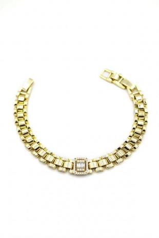 Taşlı Vip Bileklik - 14K Altın Taşlı Vip Bileklik - 14K Altın