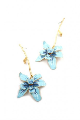 Çiçek Küpe - Mavi Çiçek Küpe - Mavi