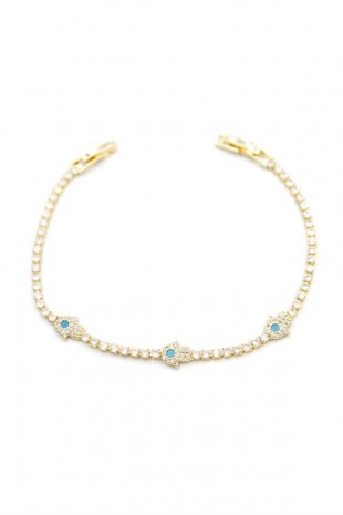 Taşlı Fatıma Ana Eli Bileklik - Altın Taşlı Fatıma Ana Eli Bileklik - Altın