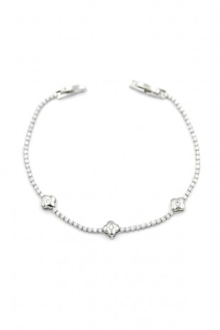 Taşlı Yonca Bileklik - Gümüş Taşlı Yonca Bileklik - Gümüş