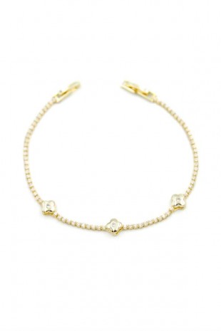 Taşlı Yonca Bileklik - Altın Taşlı Yonca Bileklik - Altın