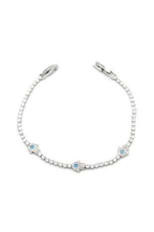 Taşlı Fatıma Ana Eli Bileklik - Gümüş Taşlı Fatıma Ana Eli Bileklik - Gümüş