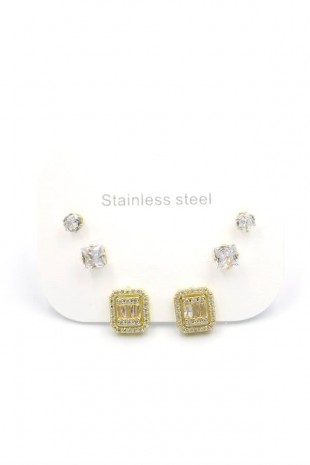 Çoklu Taşlı Küpe - Altın Çoklu Taşlı Küpe - Altın