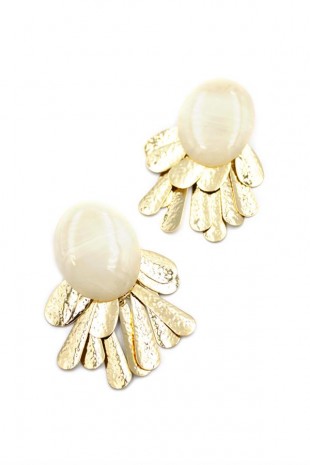 Taşlı Küpe - Krem Taşlı Küpe - Krem