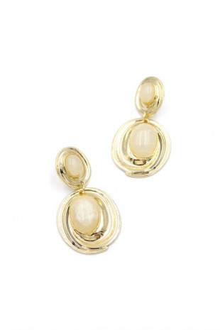 Taşlı Küpe - Krem Taşlı Küpe - Krem