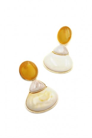 Taşlı Küpe - Krem Taşlı Küpe - Krem