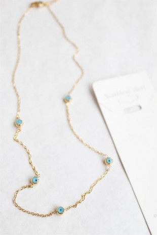 Nazar Boncuk Çelik Kolye - Altın Nazar Boncuk Çelik Kolye - Altın