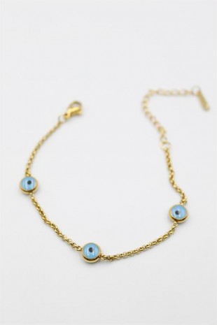 Nazarlı Zincir Çelik Bileklik - Altın Nazarlı Zincir Çelik Bileklik - Altın