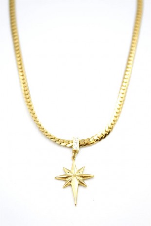 Kutup Yıldızı Zincir Kolye - Altın Kutup Yıldızı Zincir Kolye - Altın