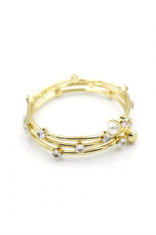 Taşlı Sarmal Bilezik - Altın Taşlı Sarmal Bilezik - Altın