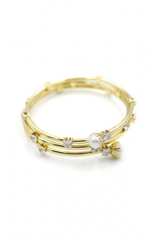 Kalp Taşlı Sarmal Bilezik - Altın Kalp Taşlı Sarmal Bilezik - Altın