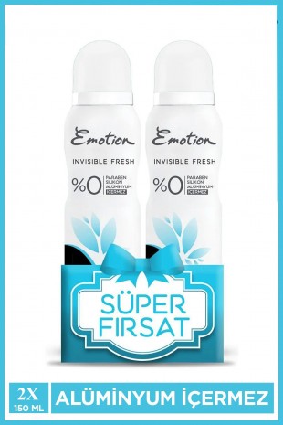 2 Adet Emotion Invisible Fresh Black & White Kadın Deodorant 150ml Vegan, Leke Bırakmaz 2 Adet Emotion Invisible Fresh Black & White Kadın Deodorant 150ml Vegan, Leke Bırakmaz