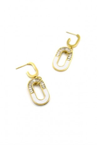 Baget Taşlı Küpe - Altın Baget Taşlı Küpe - Altın