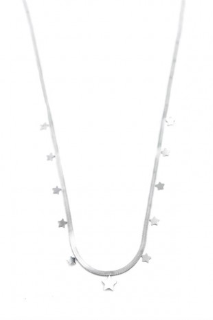 Yıldız Ezme Zincir Kolye - 45cm - Gümüş Yıldız Ezme Zincir Kolye - 45cm - Gümüş