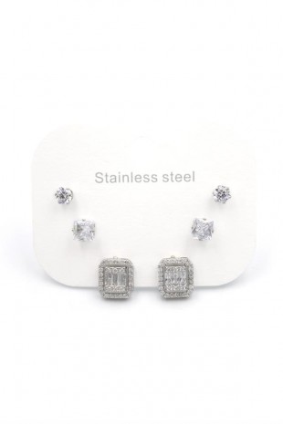 Çoklu Taşlı Küpe - Gümüş Çoklu Taşlı Küpe - Gümüş