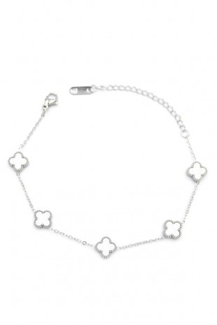 Gümüş VC Yonca Bileklik - Beyaz Gümüş VC Yonca Bileklik - Beyaz