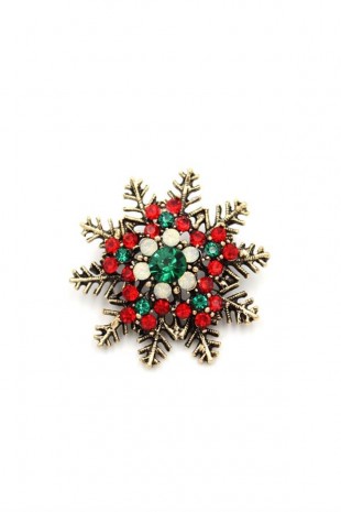 Kar Tanesi Broş - Kırmızı Kar Tanesi Broş - Kırmızı