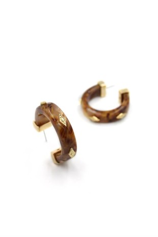 Kemik Halka Küpe - Kahverengi