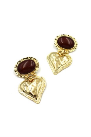 Kalp Küpe - Kahverengi Kalp Küpe - Kahverengi