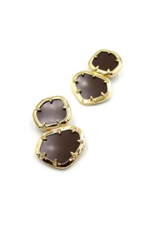 Kalp Küpe - Kahverengi