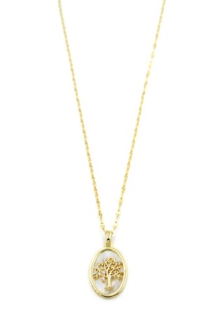 Sedefli Hayat Ağacı Kolye - Altın