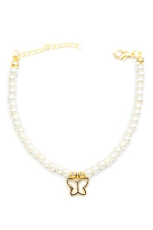 Kelebek İnci Bileklik - Altın