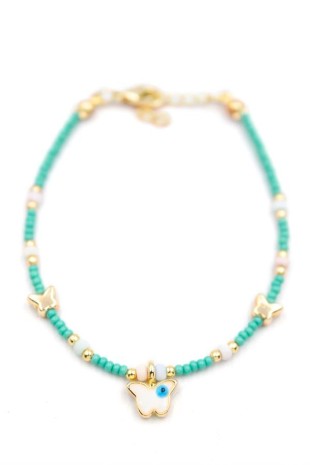 Kelebek Boncuk Bileklik - Açık Yeşil