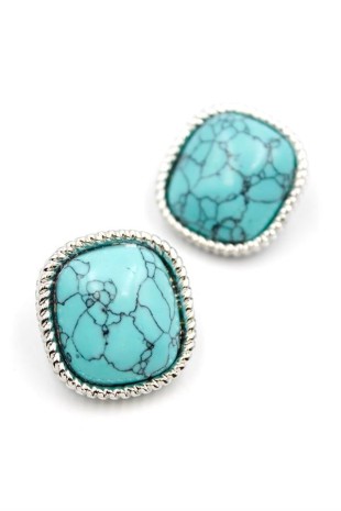 Turkauz Taşlı Küpe - Gümüş Turkauz Taşlı Küpe - Gümüş