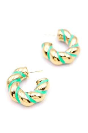 Mineli Halka Küpe - Yeşil Mineli Halka Küpe - Yeşil