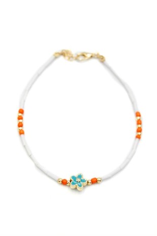 Boncuklu Çiçek  Halhal - Mavi