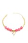 Boncuklu Kalp Bileklik - Pembe