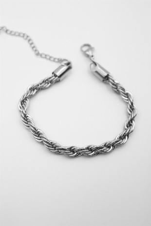 Burgu Çelik Bileklik 4mm - Gümüş