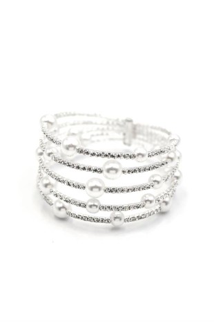 Beş Sıra İncili Su Yolu Bileklik - Gümüş