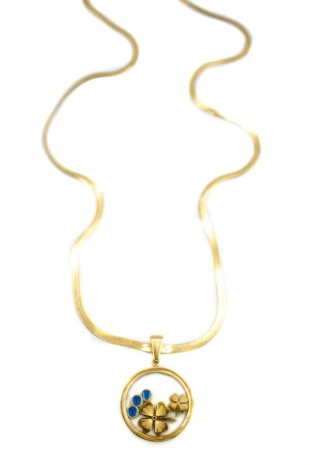 Yoncalı Fanus İtalyan Kolye - Altın Yoncalı Fanus İtalyan Kolye - Altın